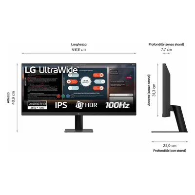LG 29U511A-B (2560 x 1080 Pixel, 29"), Monitor, Schwarz