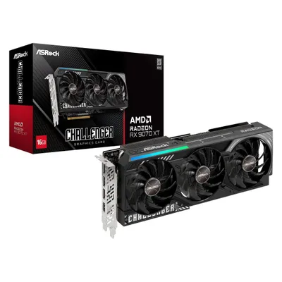 AsRock Radeon RX 9070 XT Challenger (16 GB, GDDR6), Grafikkarte, Schwarz