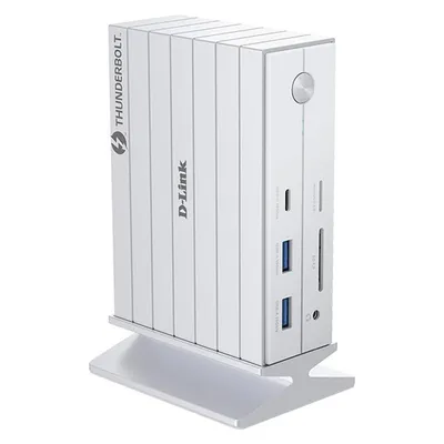D-Link Docking Thunderbolt 4 14-in-1 DP/HDMI/3xUSB-C/5xUSB/SD-Card/LAN (USB-C, 14 Ports), Dockingstation + USB Hub, Weiss, Silber