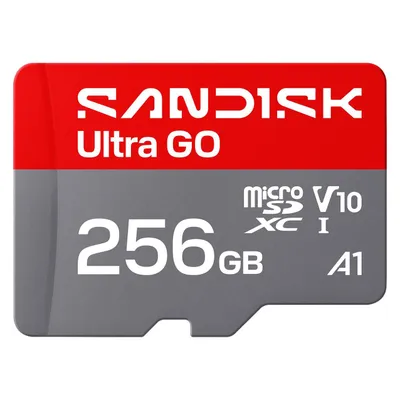 Sandisk Ultra Go (256 GB, microSD, U1, UHS-I), Speicherkarte, Rot, Grau
