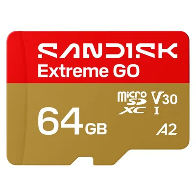 Sandisk Extreme Go (64 GB, microSDXC, U3, UHS-I), Speicherkarte, Gold, Rot