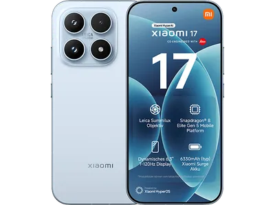 Xiaomi 17 (512 GB, Ice Blue, 6.30", Dual SIM, 5G), Smartphone, Blau