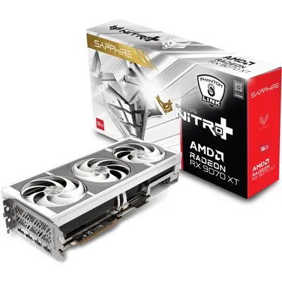 Sapphire RX 9070 XT OC PhantomLink Polar Edition (16 GB, GDDR6), Grafikkarte, Schwarz, Weiss
