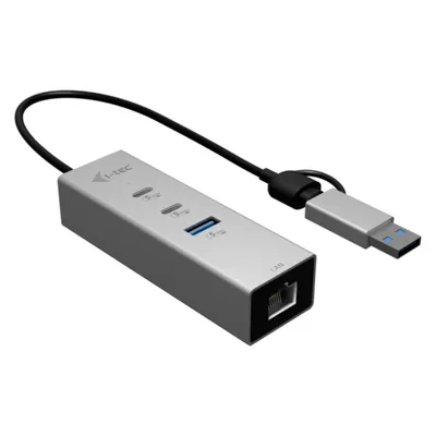 i-tec USB-C/USB-A Metal HUB 3 2x USB-C Gen1 1x USB-A Gen1 1x 2.5GLAN (USB-A, USB-C, 4 Ports), Dockingstation + USB Hub, Silber