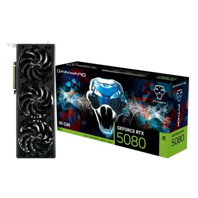 Gainward GeForce RTX 5080 Python III (DLSS 4, 3x DisplayPort, 1x HDMI 2.1) (16 GB, GDDR7), Grafikkarte, Schwarz
