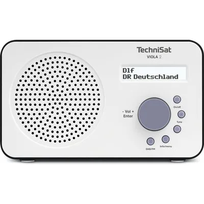 TechniSat VIOLA 2 tragbares DAB Radio (DAB+, UKW, Lautsprecher, Kopfhöreranschluss, zweizeiligem Display, Tastensteuerung, klein, 1 Watt RMS) weiß/schwarz (0000/3906)