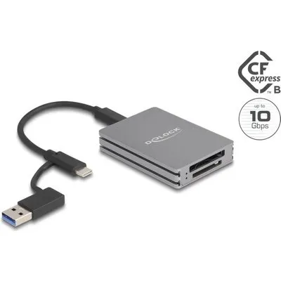 Delock - Kartenleser (CFexpress 2,0 Type B, SD 3,0 UHS-I, SD 5,1 UHS-II, SD 4,0 UHS-II) - Video Class V90 / UHS-II - USB-C (91011)