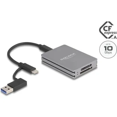 Delock - Kartenleser (CFexpress Type A, SD, SDHC, SDHC UHS-I, SDHC UHS-II, SDXC, SDXC UHS-I, SDXC UHS-II, SD 3,0 UHS-I, SD 4,0 UHS-II) - USB-C 3,2 Gen 2 (91013)